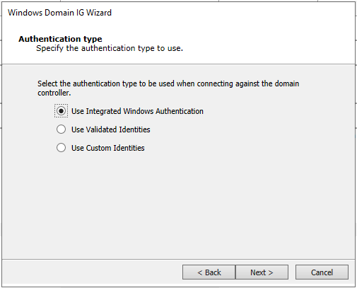 Windows Domaing IG Authentication Type